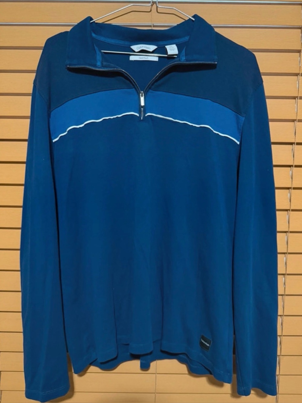 Calvin Klein Men’s Medium Blue Liquid Touch Cotton Quarter Zip Pullover